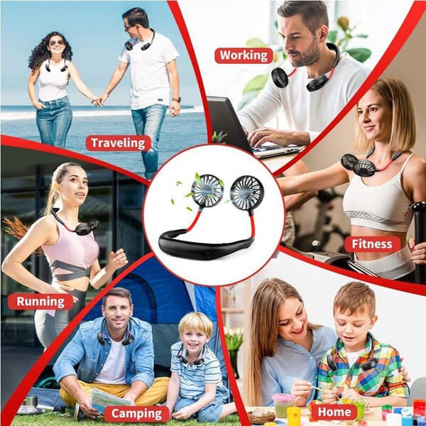 Rechargeable Portable Hanging Neck Fan 360 Degree Rotation